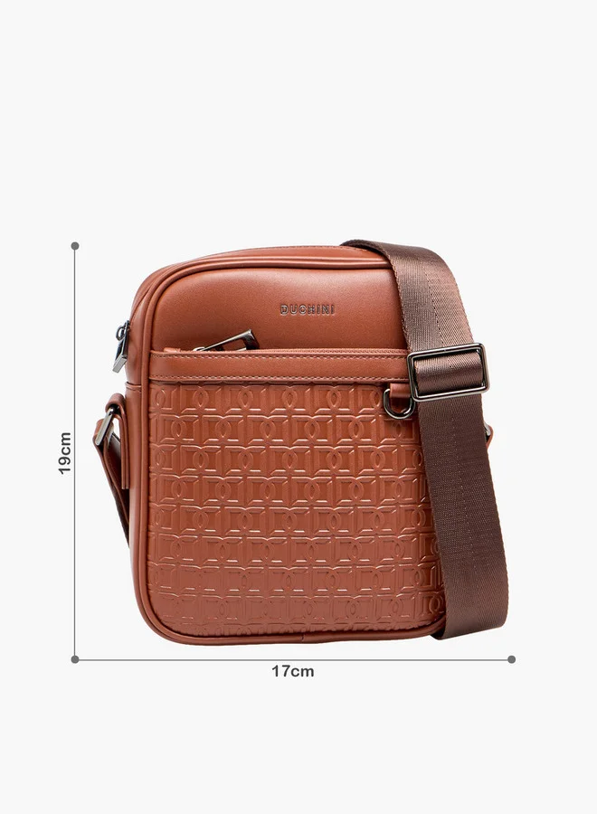 DUCHINI Men Monogram Textured Crossbody Bag